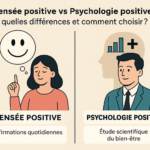 Infographie pensée positive vs psychologie positive pour améliorer le bien-être
