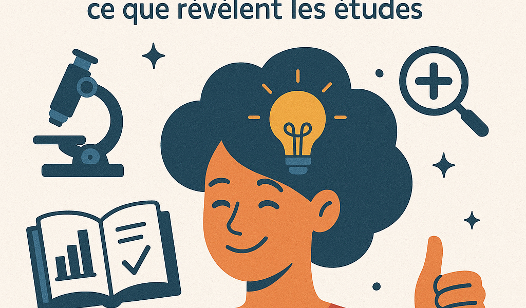 dessin de femme qui pense positivement et qui sourit