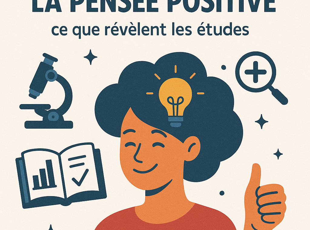 dessin de femme qui pense positivement et qui sourit