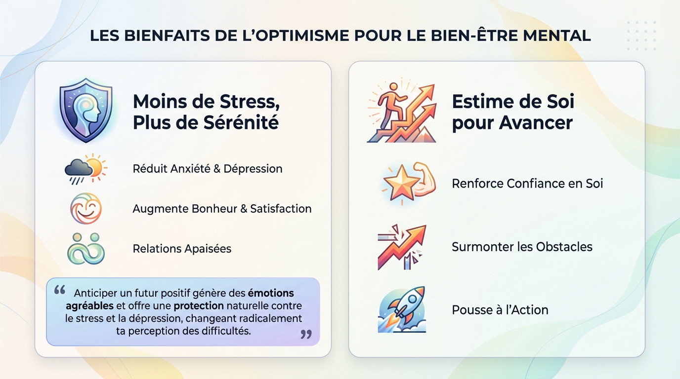Illustration d'une personne sereine profitant des bienfaits de l'optimisme sur la santé mentale