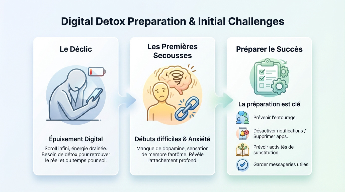 Préparation mentale et physique pour un challenge de détox digitale sans smartphone