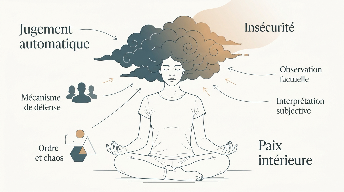 Illustration d'une personne sereine cultivant la paix intérieure et la bienveillance